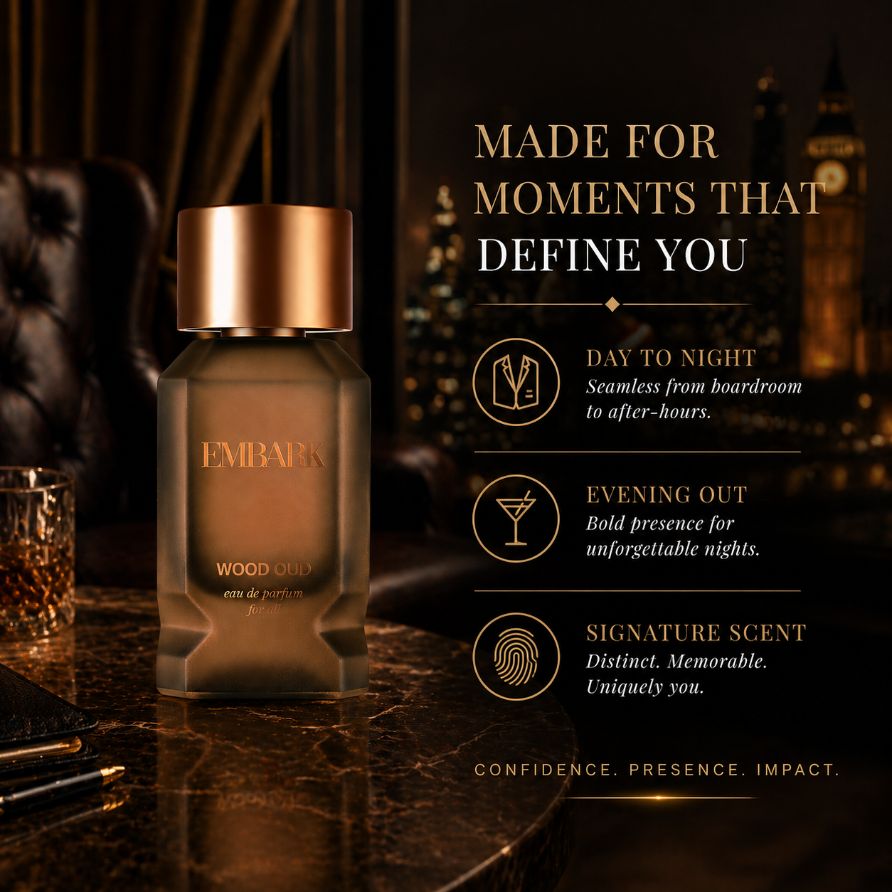 Embark Perfumes Wood Oud For All - Eau De Parfum (EDP) SPICY - WOODY, 100 ml