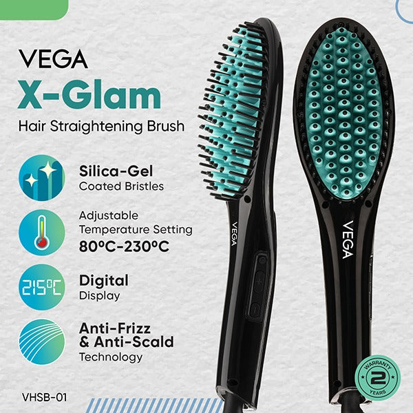 Vega X-Glam Hair Straightening Brush - VHSB-01
